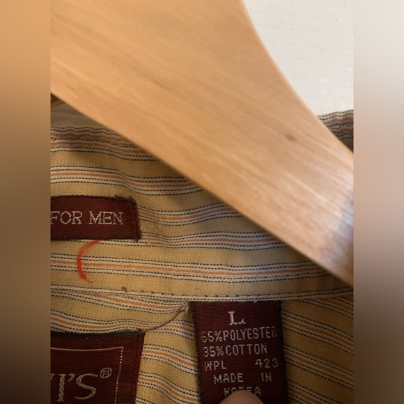 Vintage Levi's For Men Buttondown Shirt, tan stripes, large - Picture 2 of 8